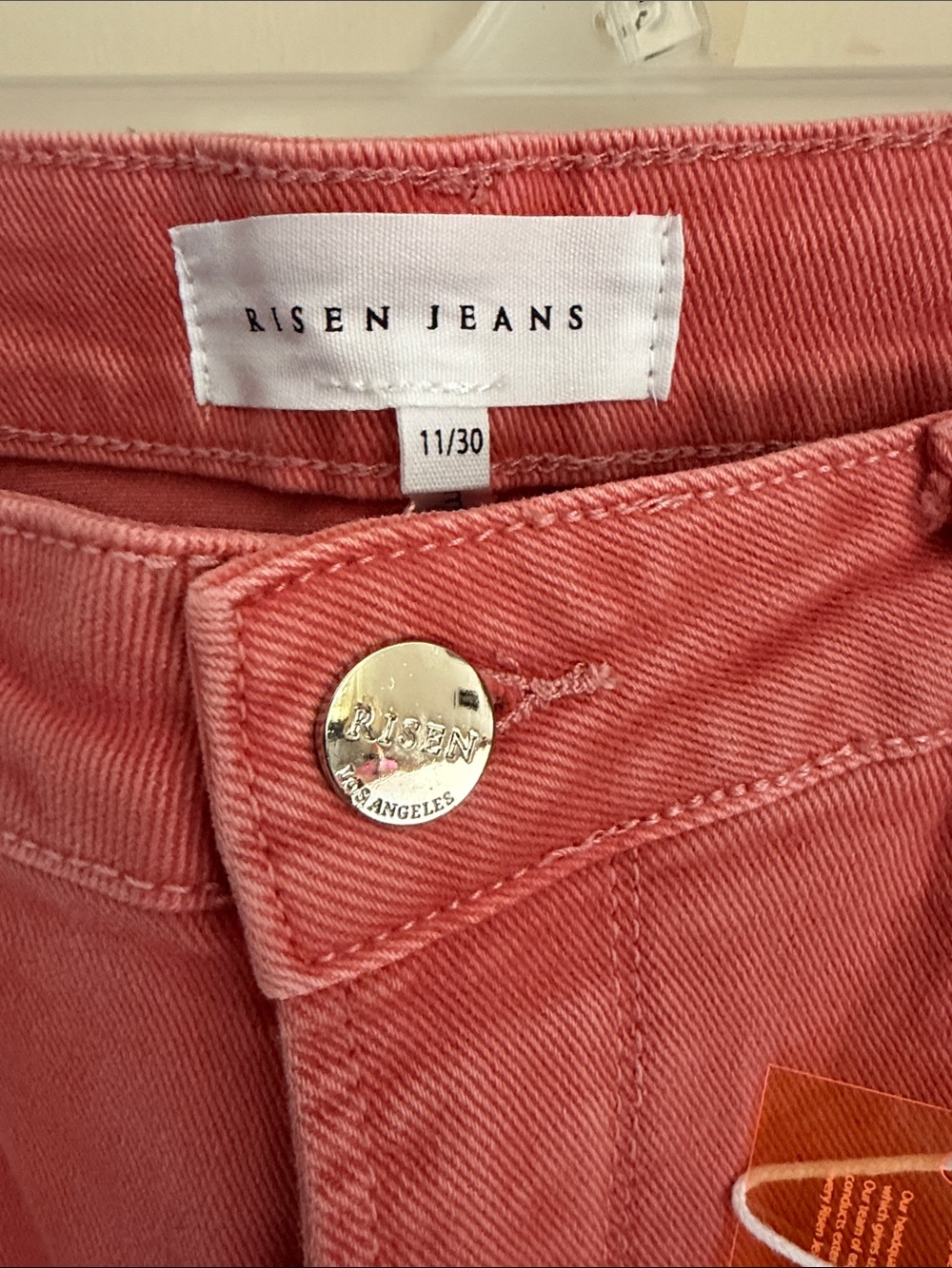 Risen Cropped Wide-Leg Jeans in Peach Blossom - Picture 3 of 7